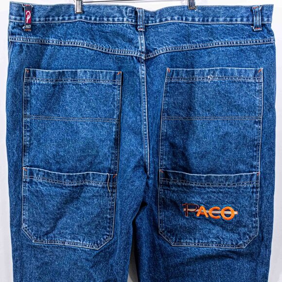 Paco Baggy Wide Leg Jeans Deep Pocket Embroidered 54 x 32 VTG 90s Skate Hip Hop - Picture 7 of 10